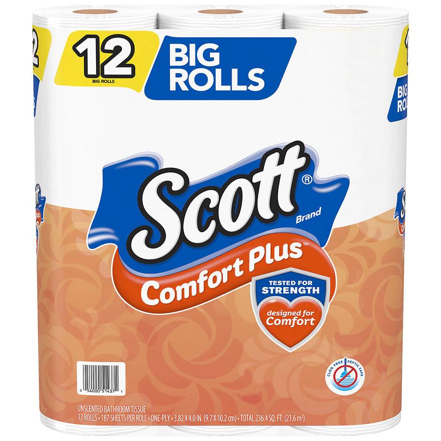 12 Scott ComfortPlus Toilet Paper Big Rolls for $2.48
