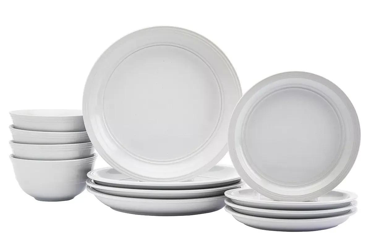 Farmhouse White 12-Piece Dinnerware Set for $19.99