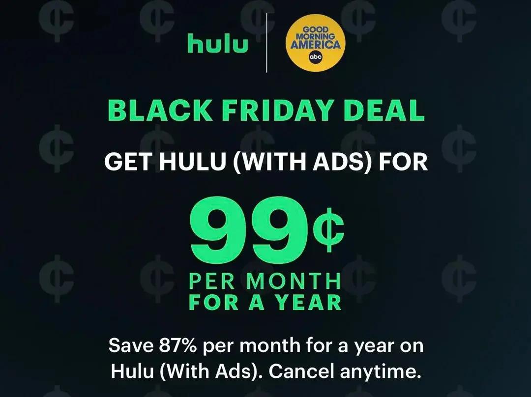 Hulu with Ads Subscription Plan for $0.99