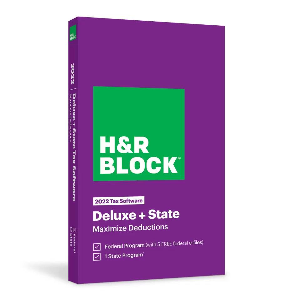 HR Block Tax Software Deluxe with State 2022 Deals