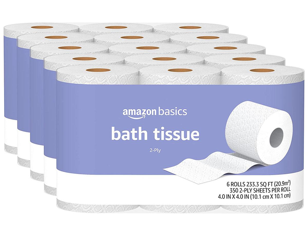 AmazonBasics 2-Ply Toilet Paper 30-Rolls for $17.88 Shipped