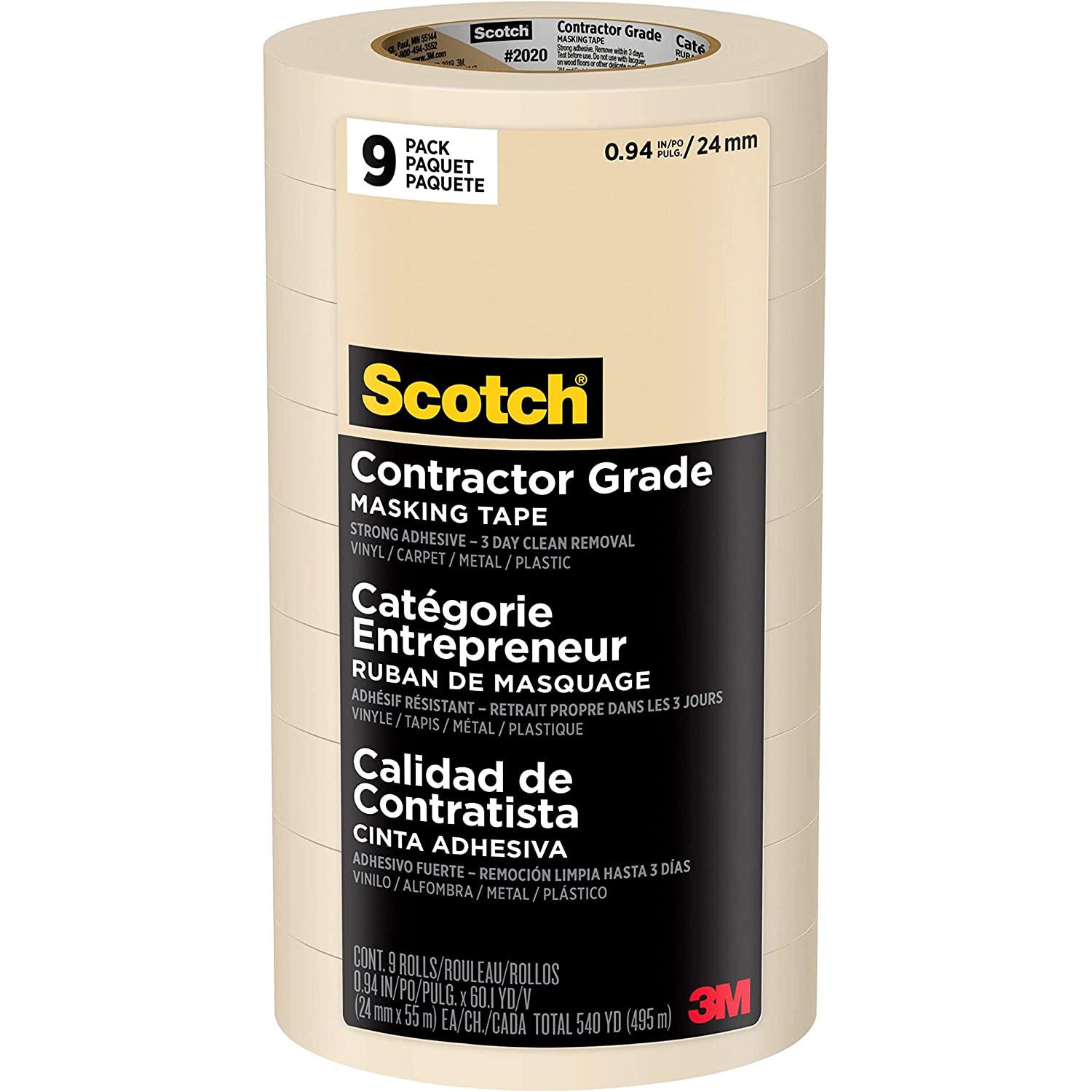 Scotch Contractor Grade Masking Tape 9 Pack for $13.18