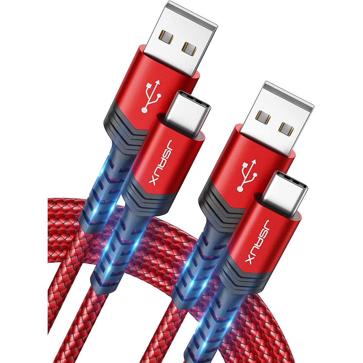 JSAUX USB-C to USB-A Braided Charging Cables 2 Pack for $5.24