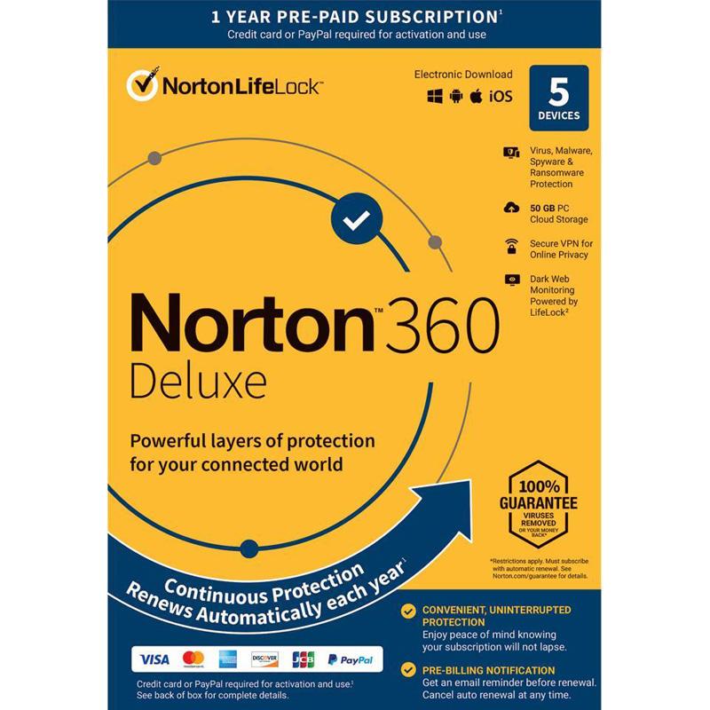 Norton 360 Deluxe 2023 5 Devices for $17.99