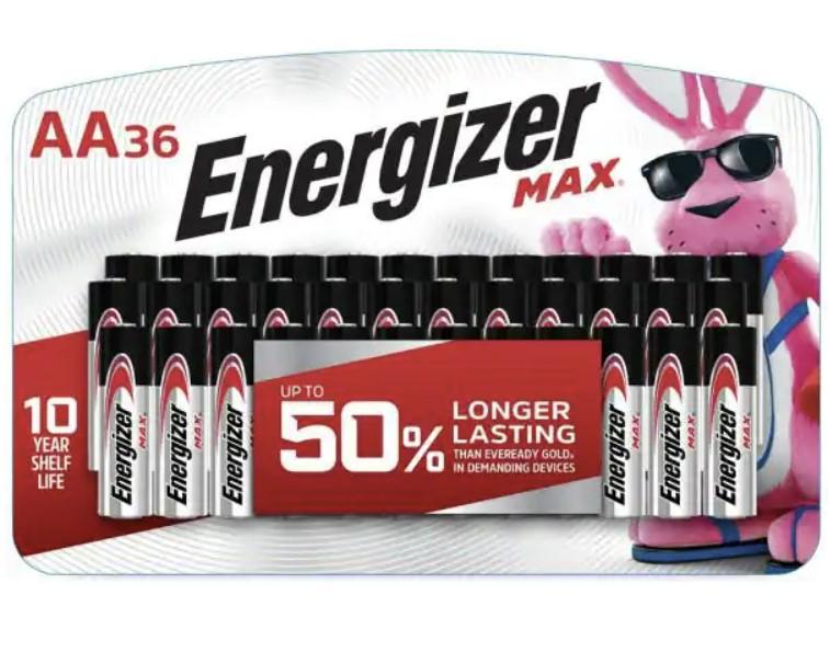 36 Energizer MAX AA or AAA Alkaline Batteries for $14.87