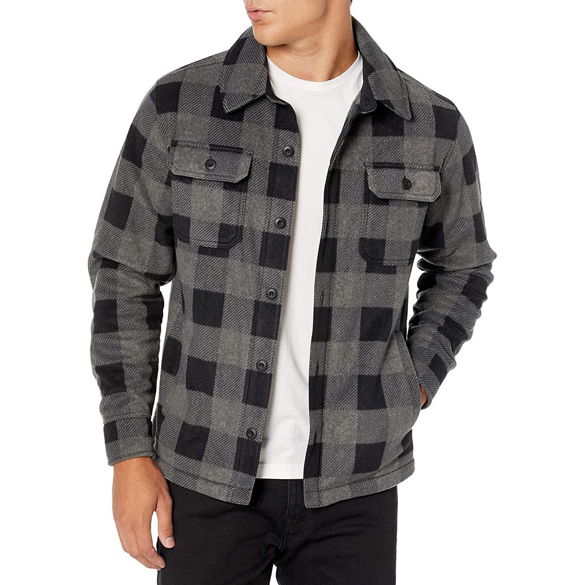 Amazon Essentials Long Sleeve Polar Fleece Shirt Jacket for $16.40