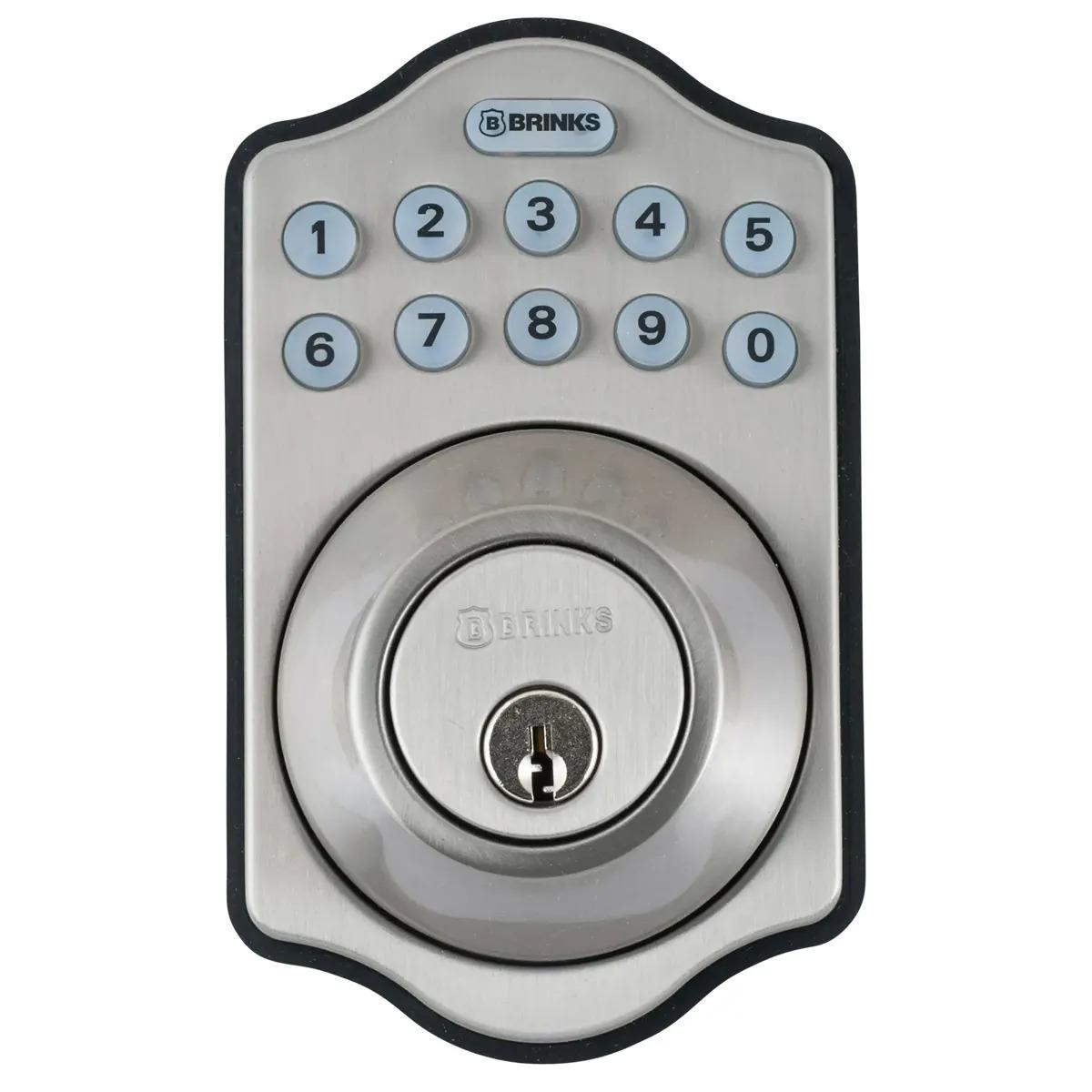 Brinks Electronic Deadbolt Door Lock in Satin Nickel Finish for $35 Shipped