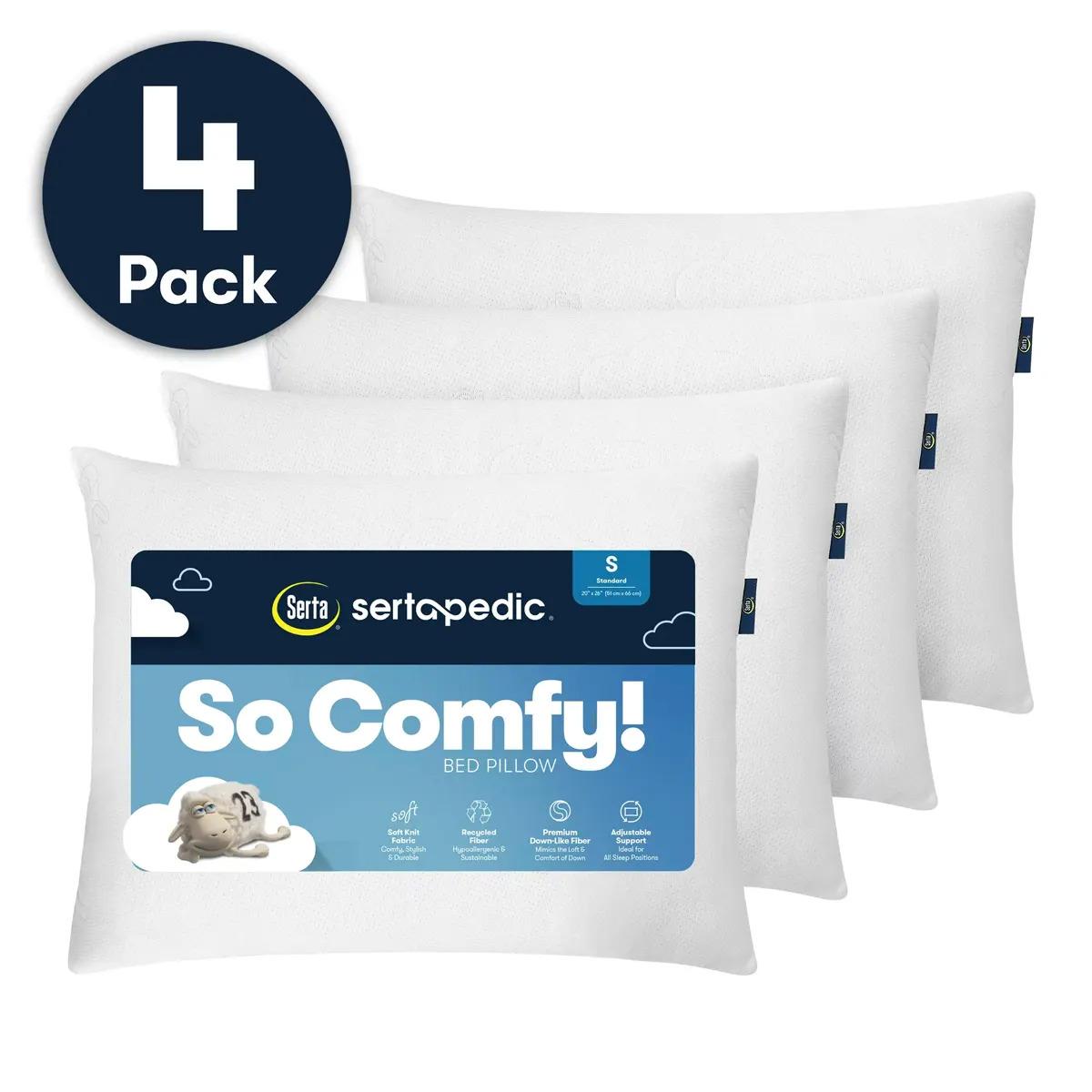 Serta So Comfy Bed Pillows 4 Pack for $20