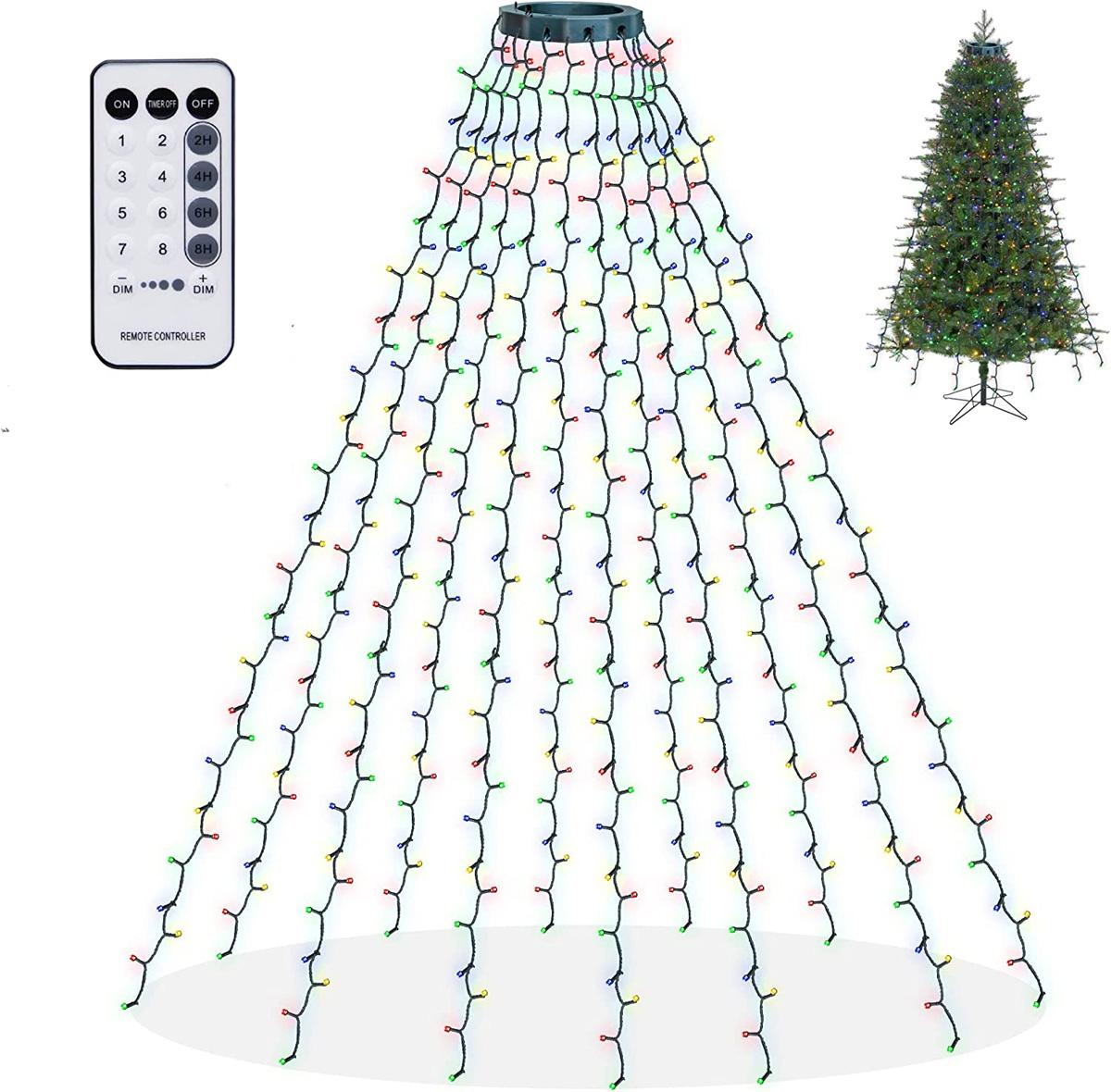 300 LED Waterfall 6ft Lines Christmas Tree Topper Lights for $11.69