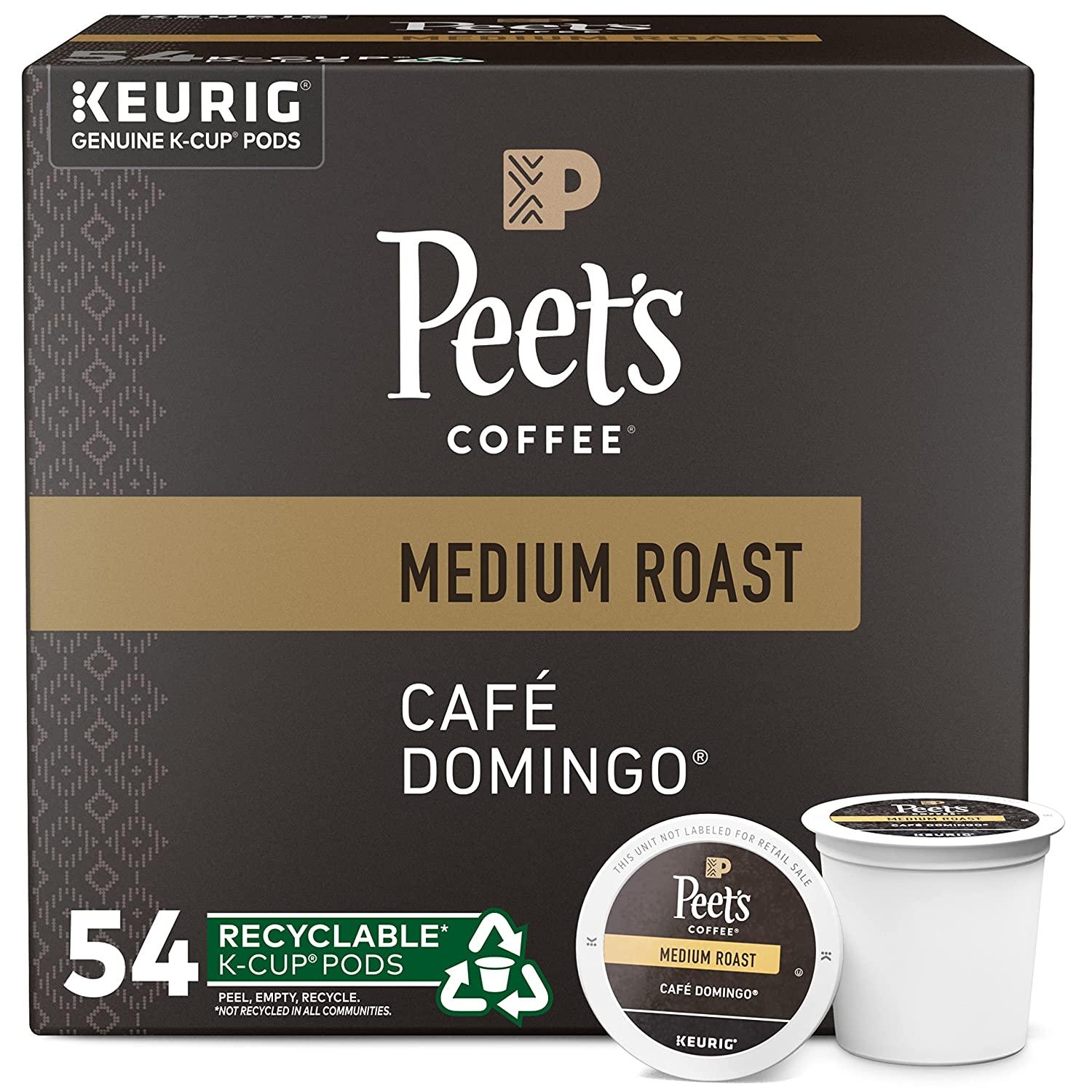 Peets Coffee Medium Roast Cafe Domingo K-Cup Pods 54 Count for $27.57 Shipped