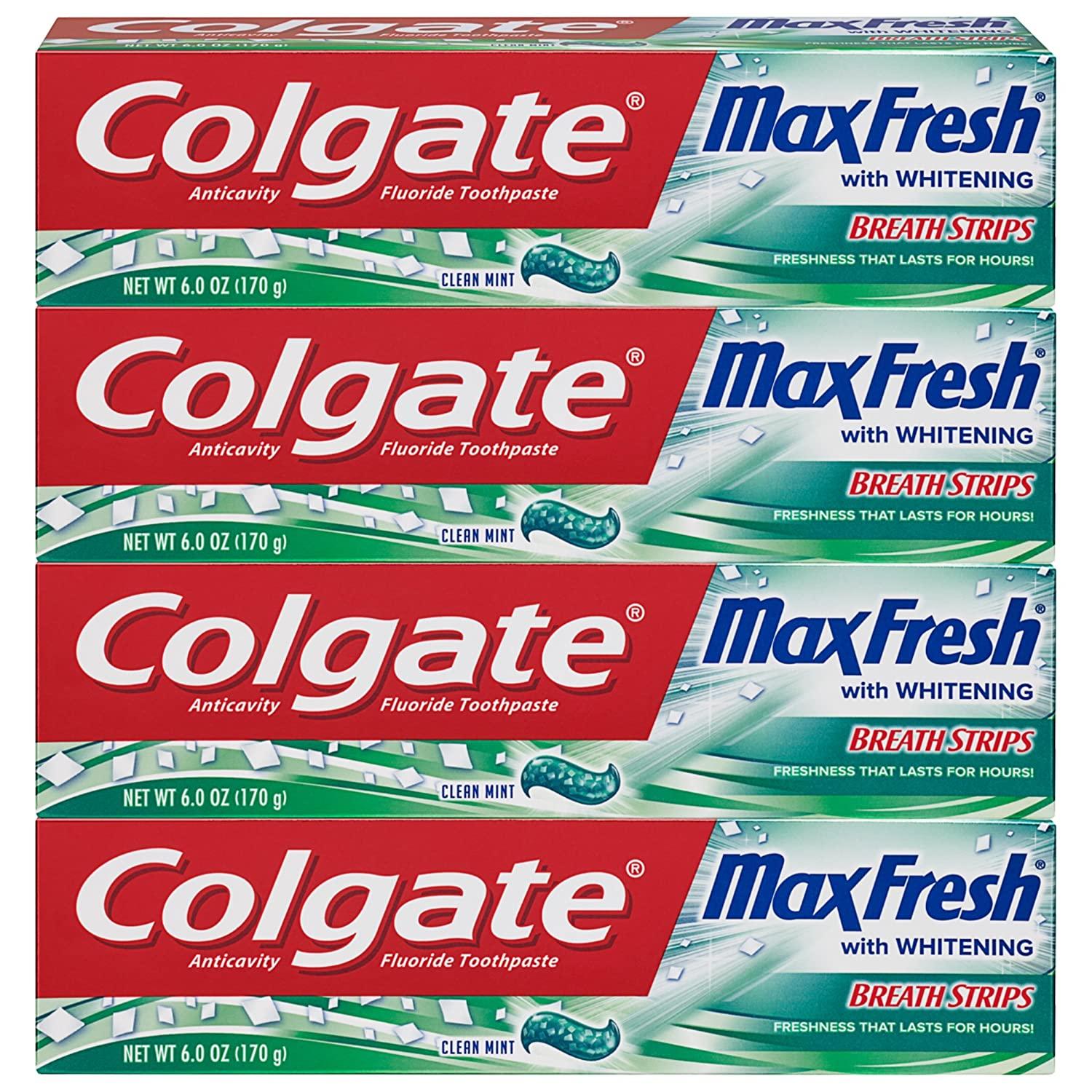 Colgate Max Fresh Whitening Toothpaste with Breath Strips 4 Pack for $6.59 Shipped