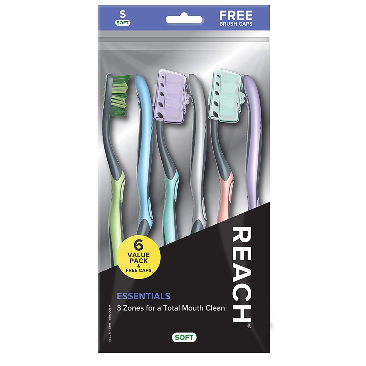 Reach Essentials Toothbrush with Tongue Scraper 6 Count for $3.09 Shipped