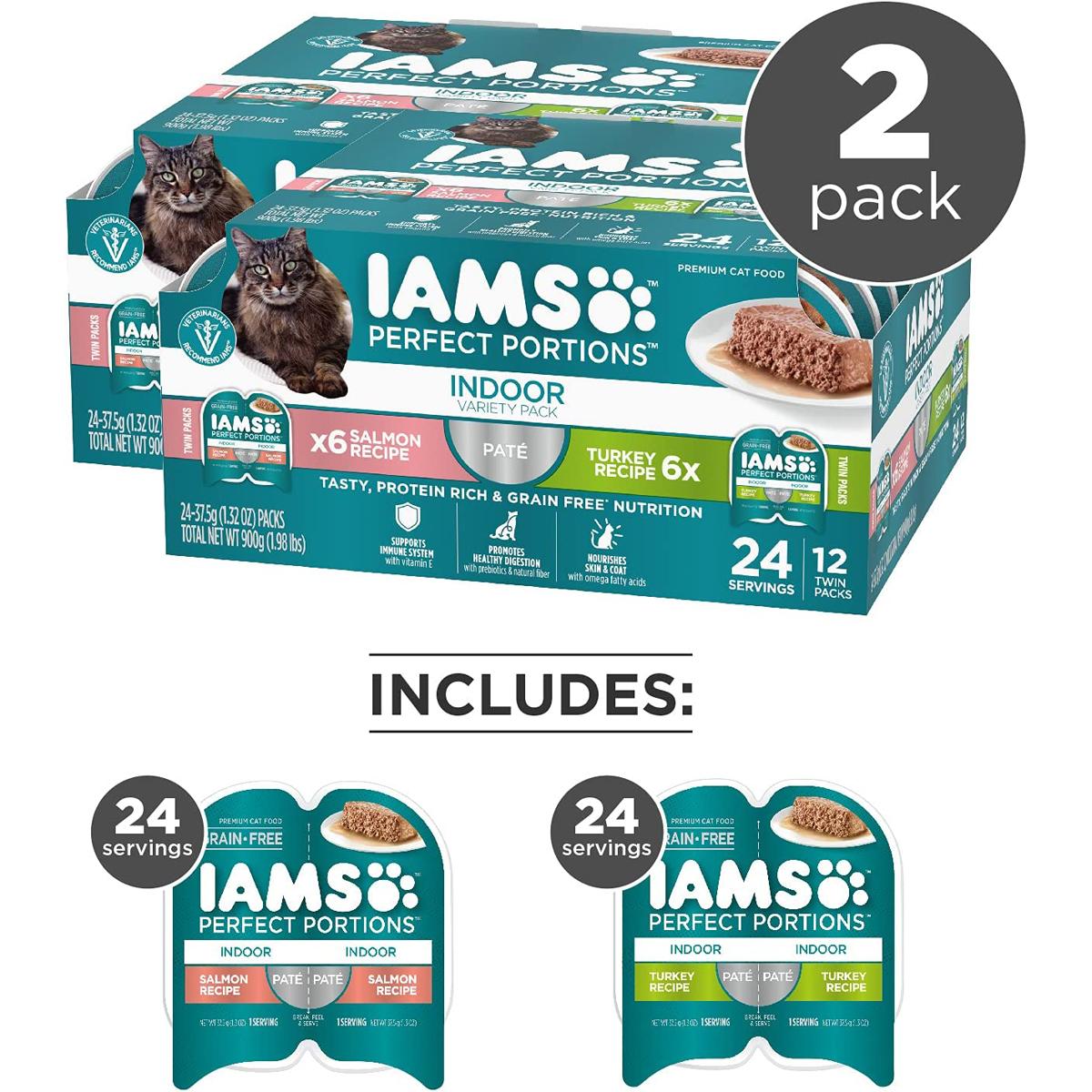 Iams Perfect Portions Grain Free Indoor Adult Wet Cat Food for $12.33