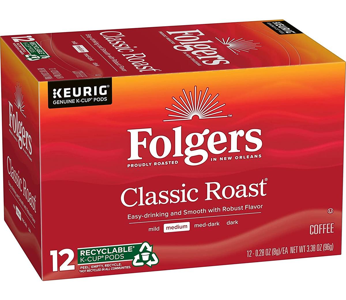 Folgers Roast Medium Roast Coffee Keurig K-Cup Pods 144 Count for $42.10 Shipped