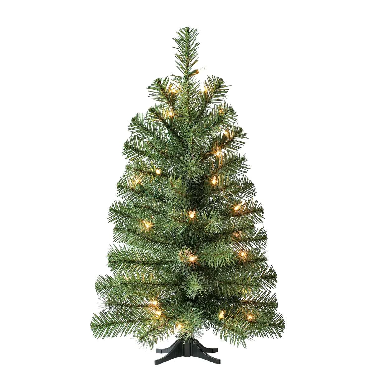 24in Holiday Time Pre-Lit Noble Green Spruce Artificial Christmas Tree for $4