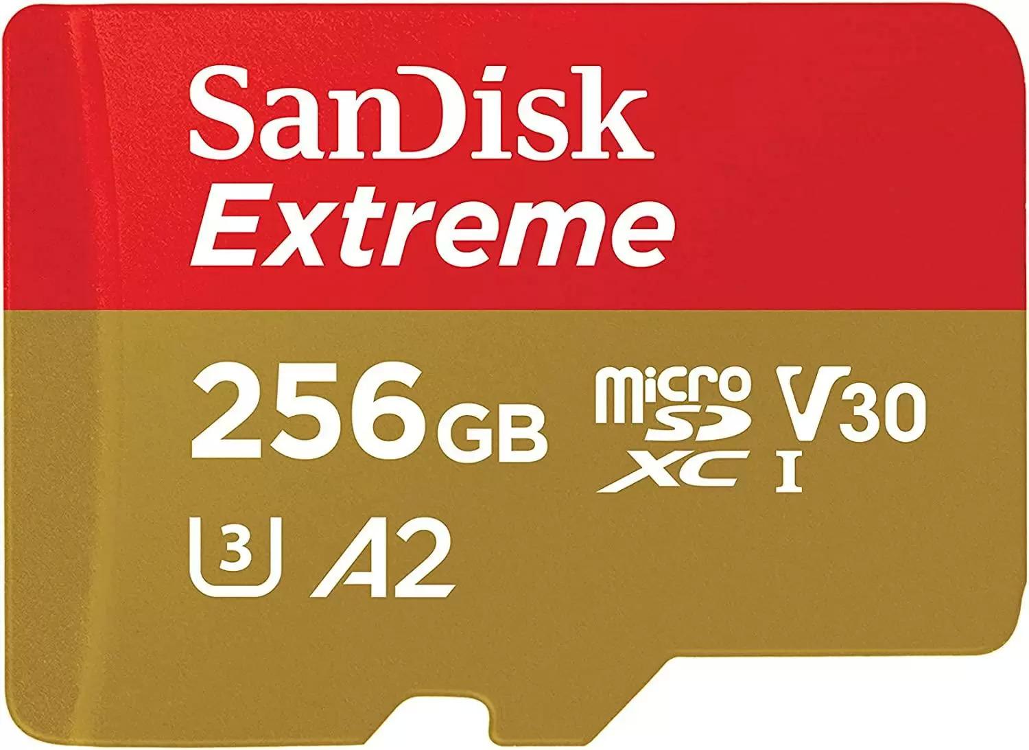 256GB SanDisk Extreme microSDXC UHS-I Memory Card for $21.99