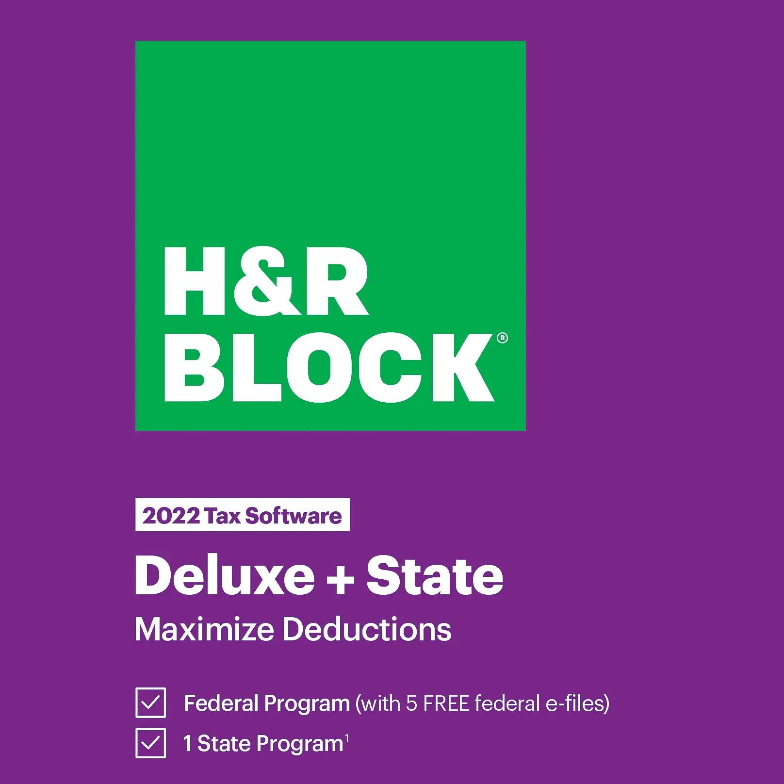 HR Block Deluxe 2022 Tax Software for $17.49