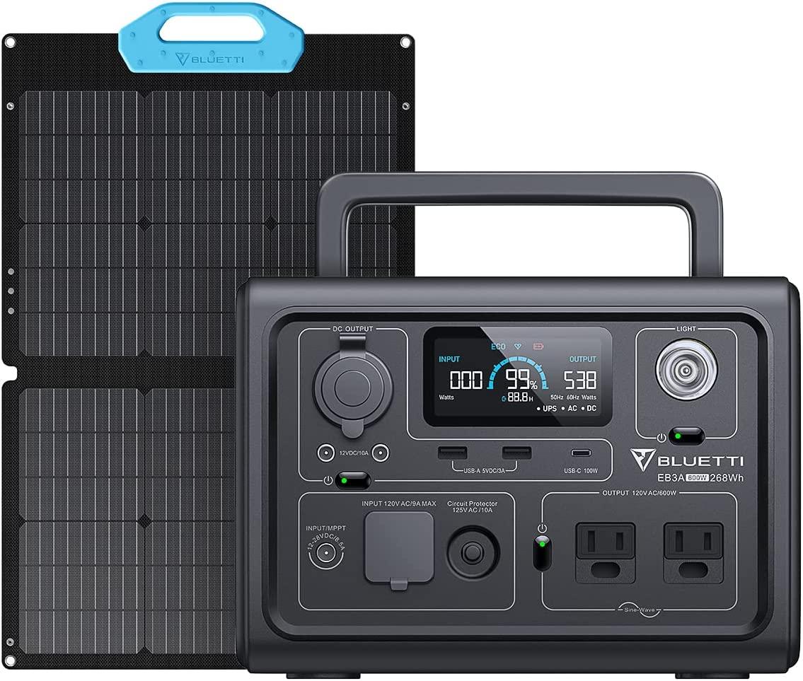 Bluetti 268Wh LiFePO4 EB3A Portable Power Station with Solar Panel for $299 Shipped