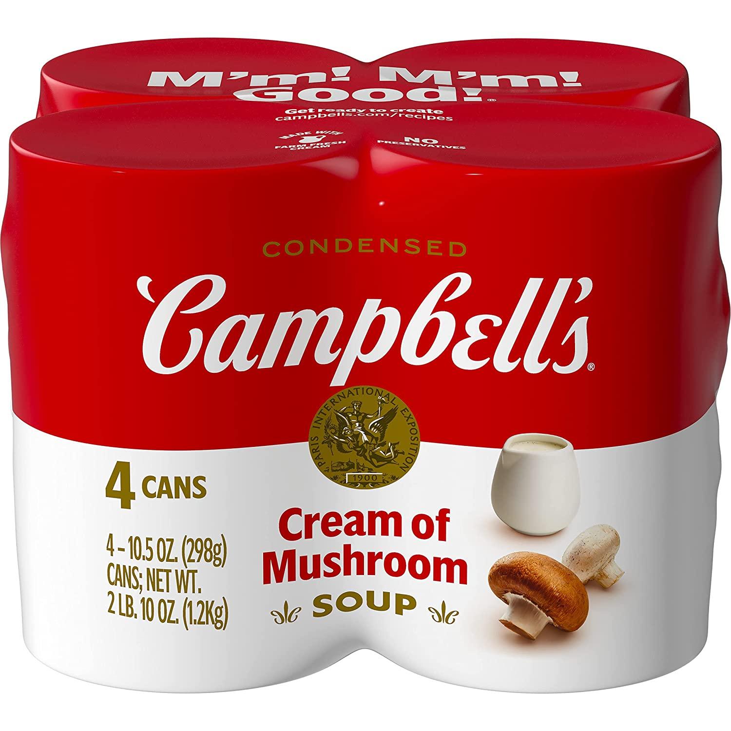 Campbells Condensed Cream of Mushroom Soup 4 Cans for $3.40 Shipped