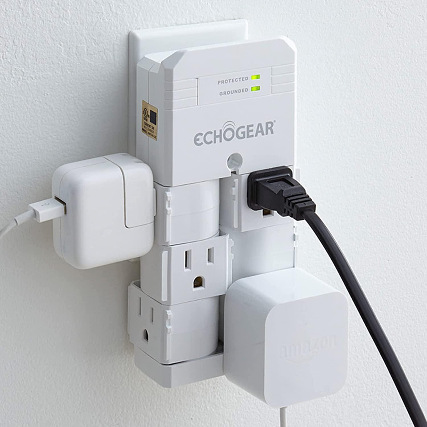 Echogear On-Wall Surge Protector with Pivoting AC Outlets for $9.99