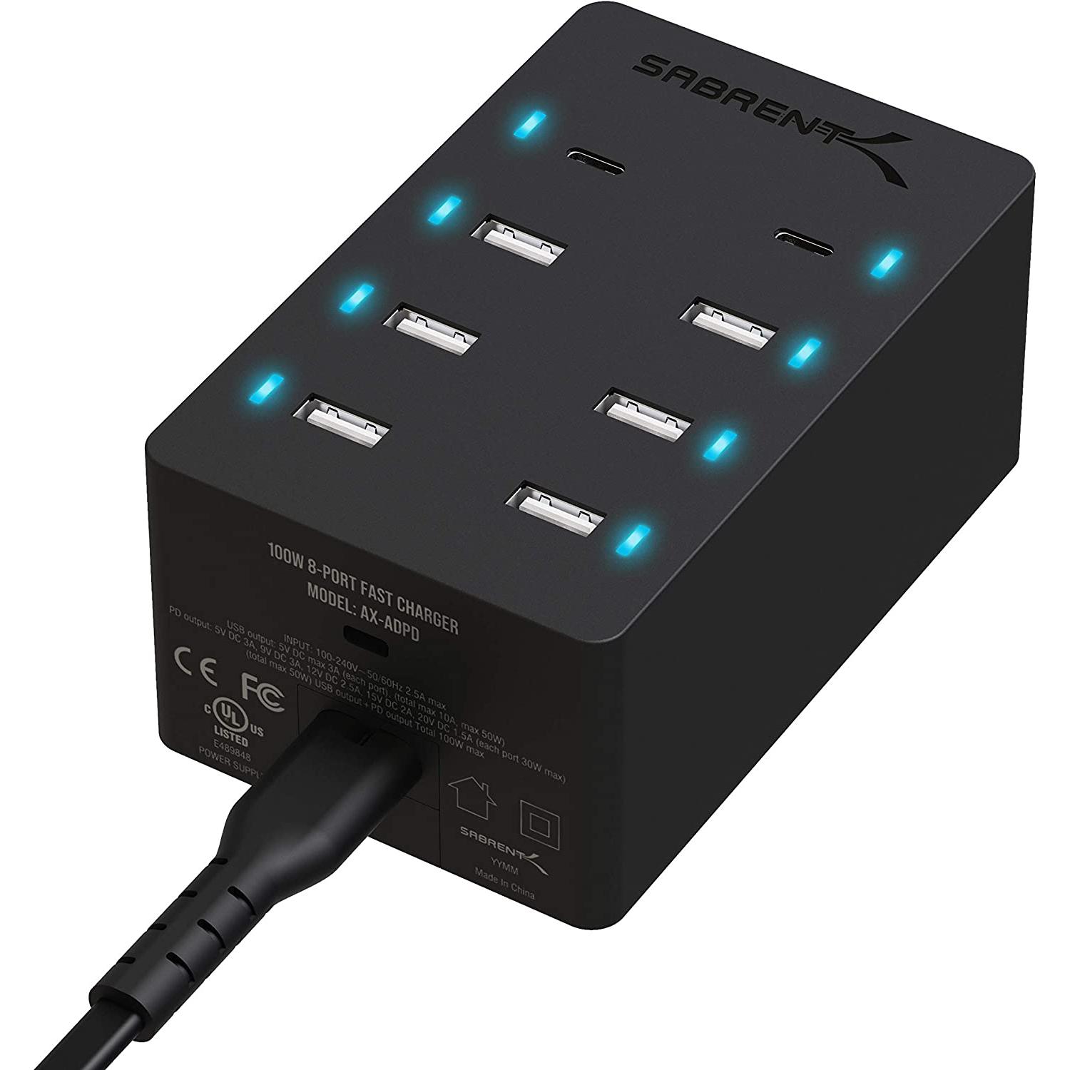 Sabrent 100W 8-Port Family Sized USB Rapid Charger for $29.99 Shipped