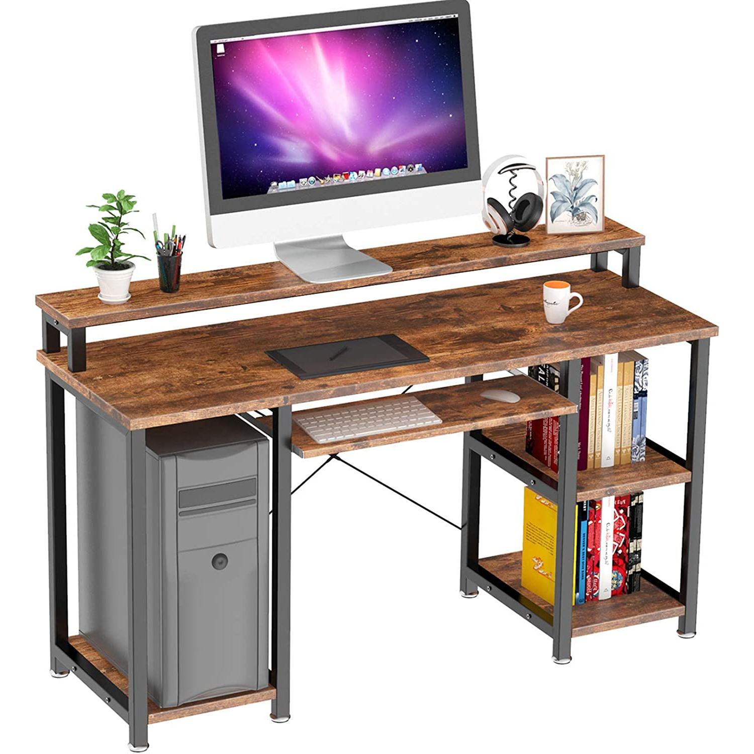 Computer Desk with Storage Shelves and Monitor Stand for $79.39 Shipped
