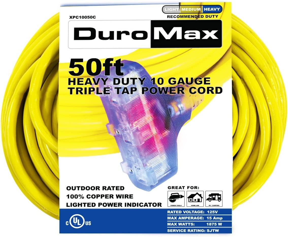 50ft DuroMax Triple Tap Heavy Duty Extension Power Cord for $50.06 Shipped