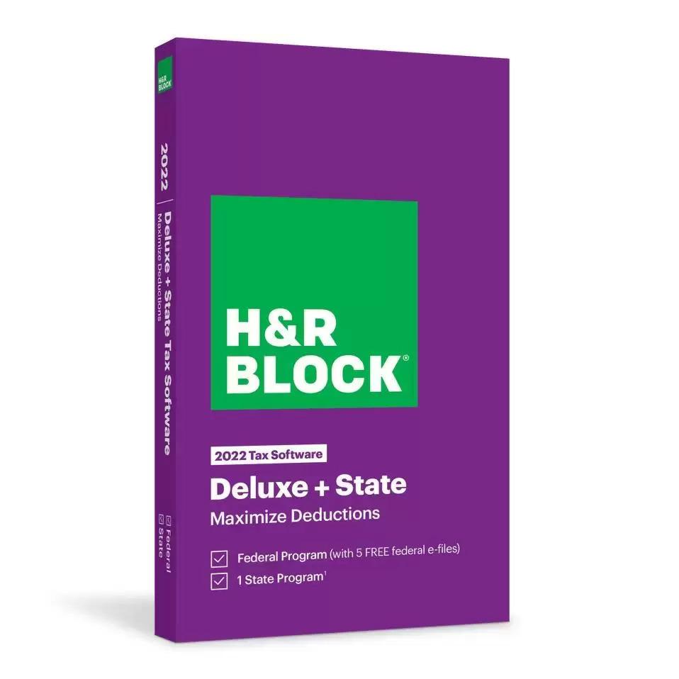 HR Block 2022 Deluxe and State Tax Software for $17.99