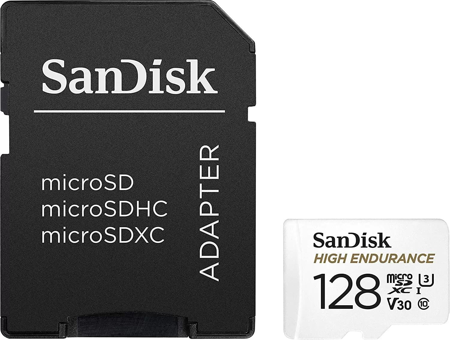 128GB SanDisk High Endurance U3 V30 Video microSDXC Card for $14.99