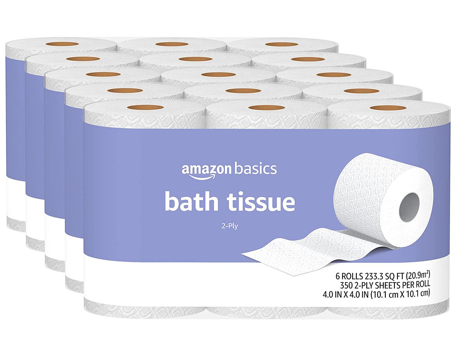 AmazonBasics 2-Ply Toilet Paper 90 Rolls for $44.34 Shipped