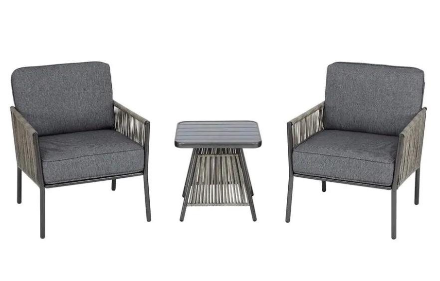 Tolston Wicker Outdoor Patio Chat Set with Charcoal Cushions for $202 Shipped
