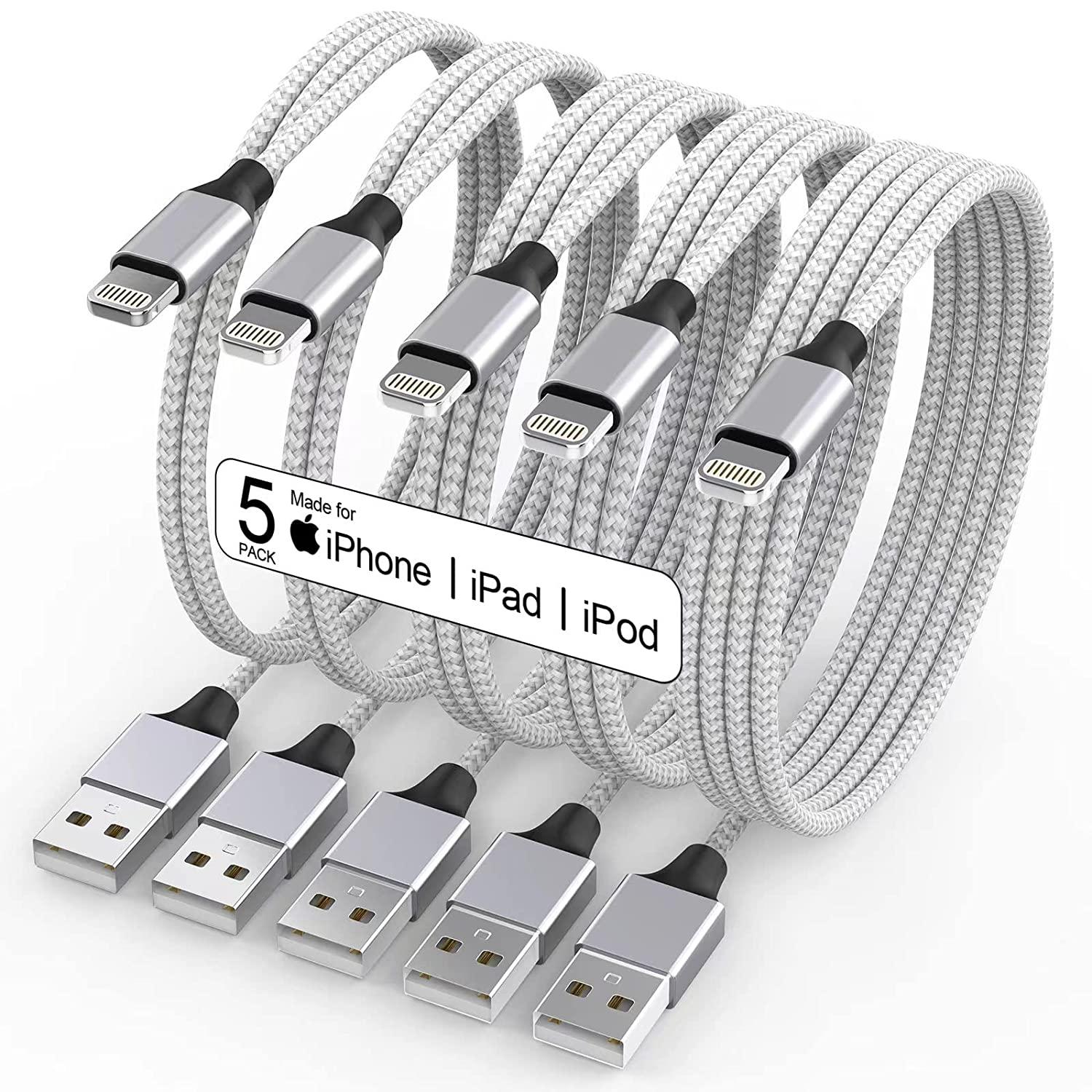 Apple iPhone USB to Lightning Port Charger Cables 5 Pack for $5.99