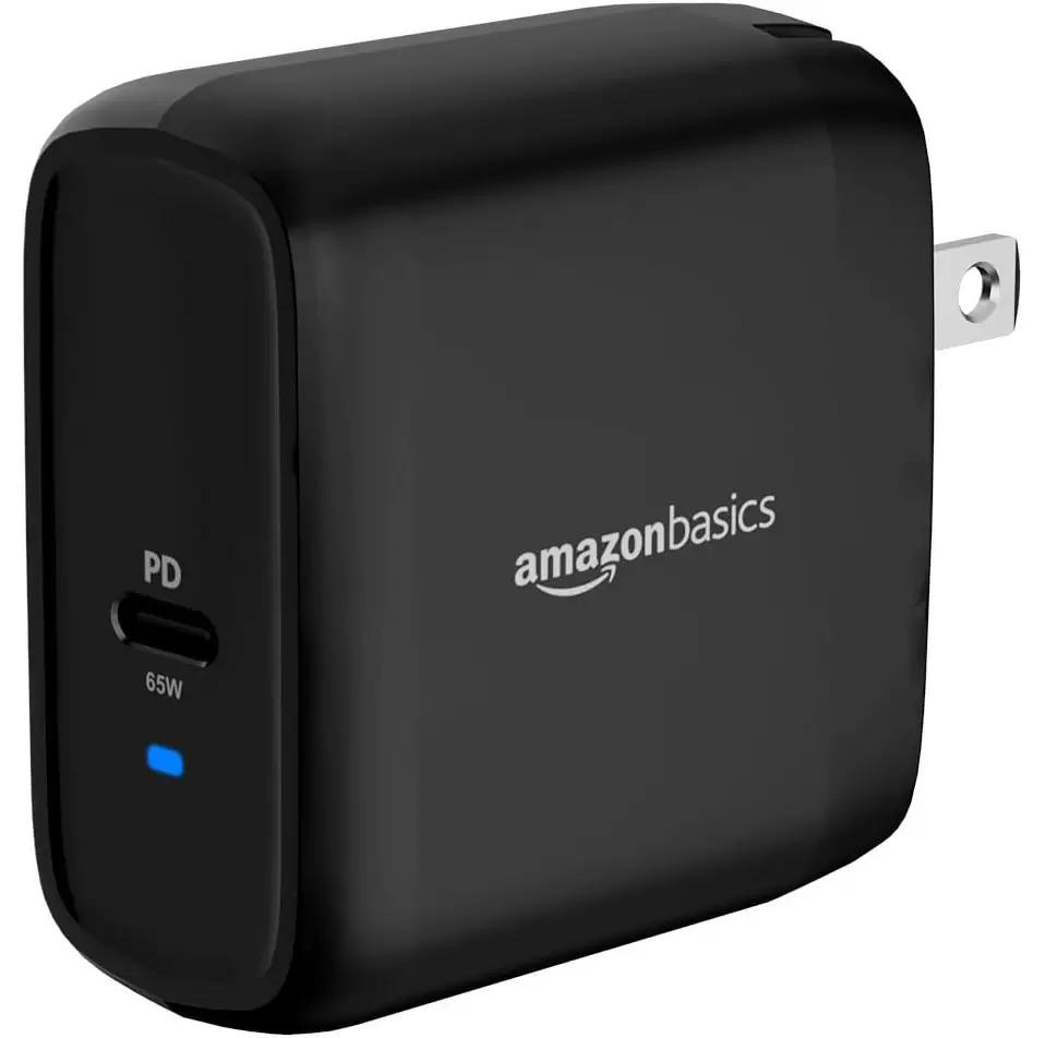 Amazon Basics 65W One-Port GaN USB-C Wall Charger for $15.28