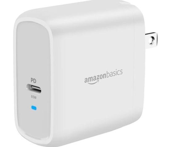 Amazon Basics 65W One-Port GaN USB-C Wall Charger for $15.28