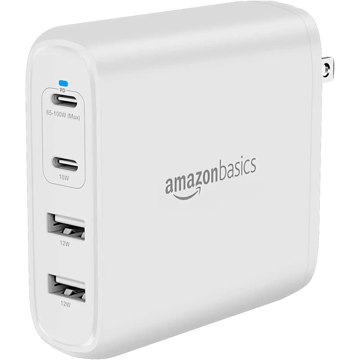 Amazon Basics 100W GaN USB-C and USB-A Wall Charger for $19.99