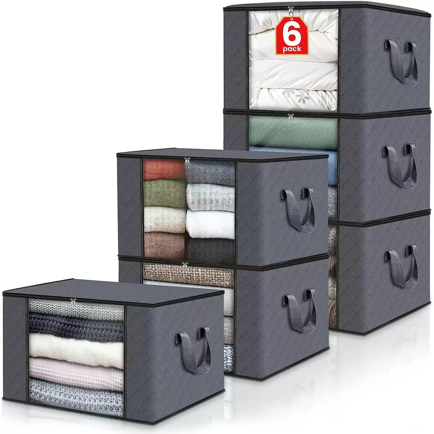Fab Totes 60L Foldable Clothes Blanket Storage Bags 6 Pack for $14.99 Shipped