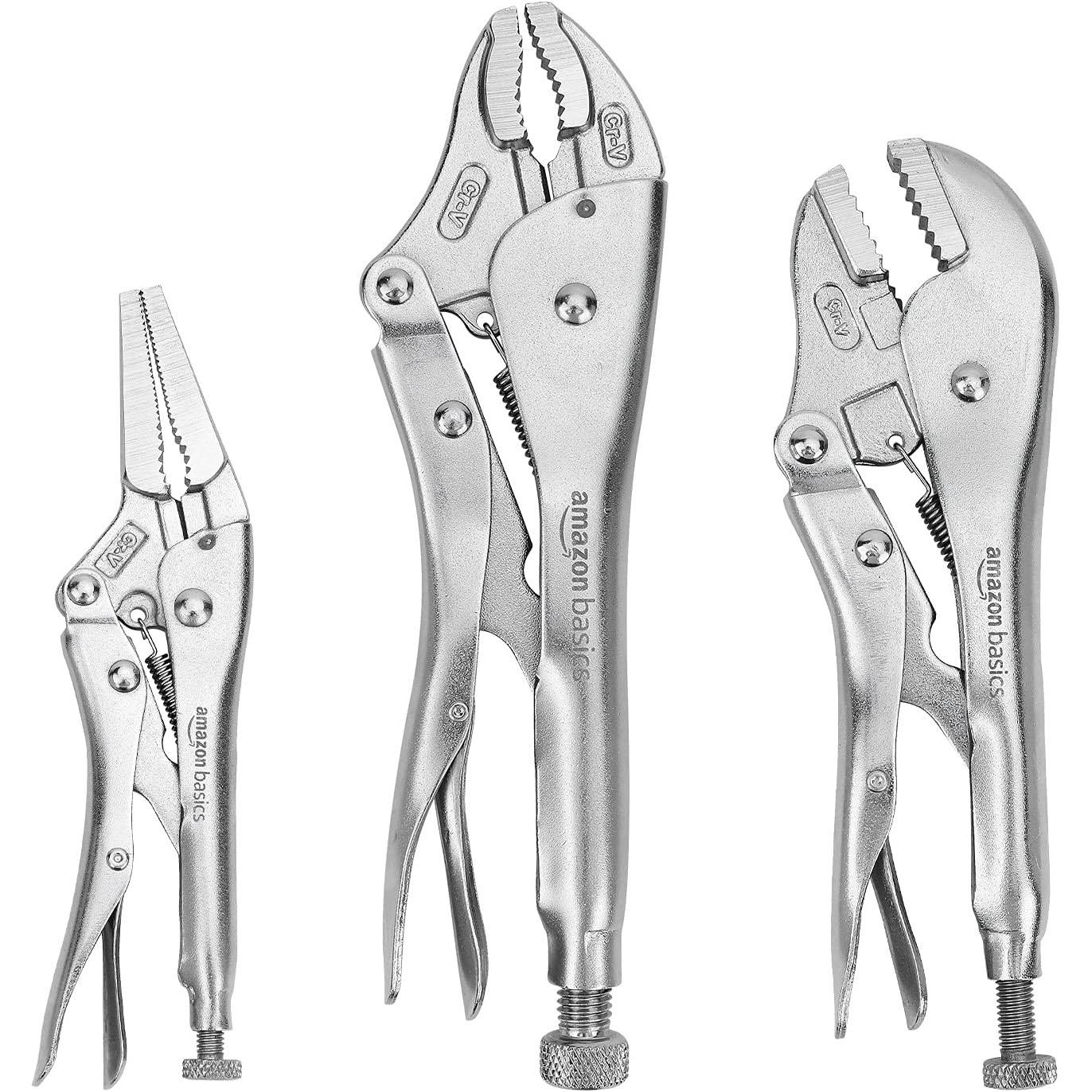 Amazon Basics CR-V Steel Locking Pliers Set for $9.82