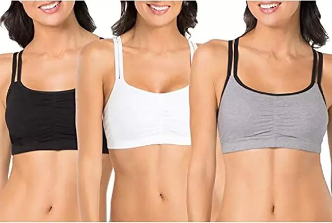 Fruit of the Loom Shirred Front Double Spaghetti Strap Sports Bra 3 Pack for $6