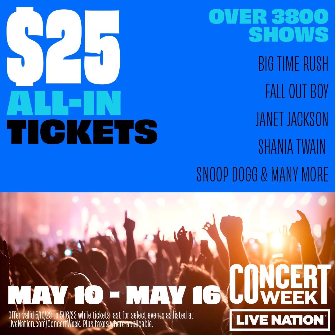 Live Nation Concert Tickets for $25