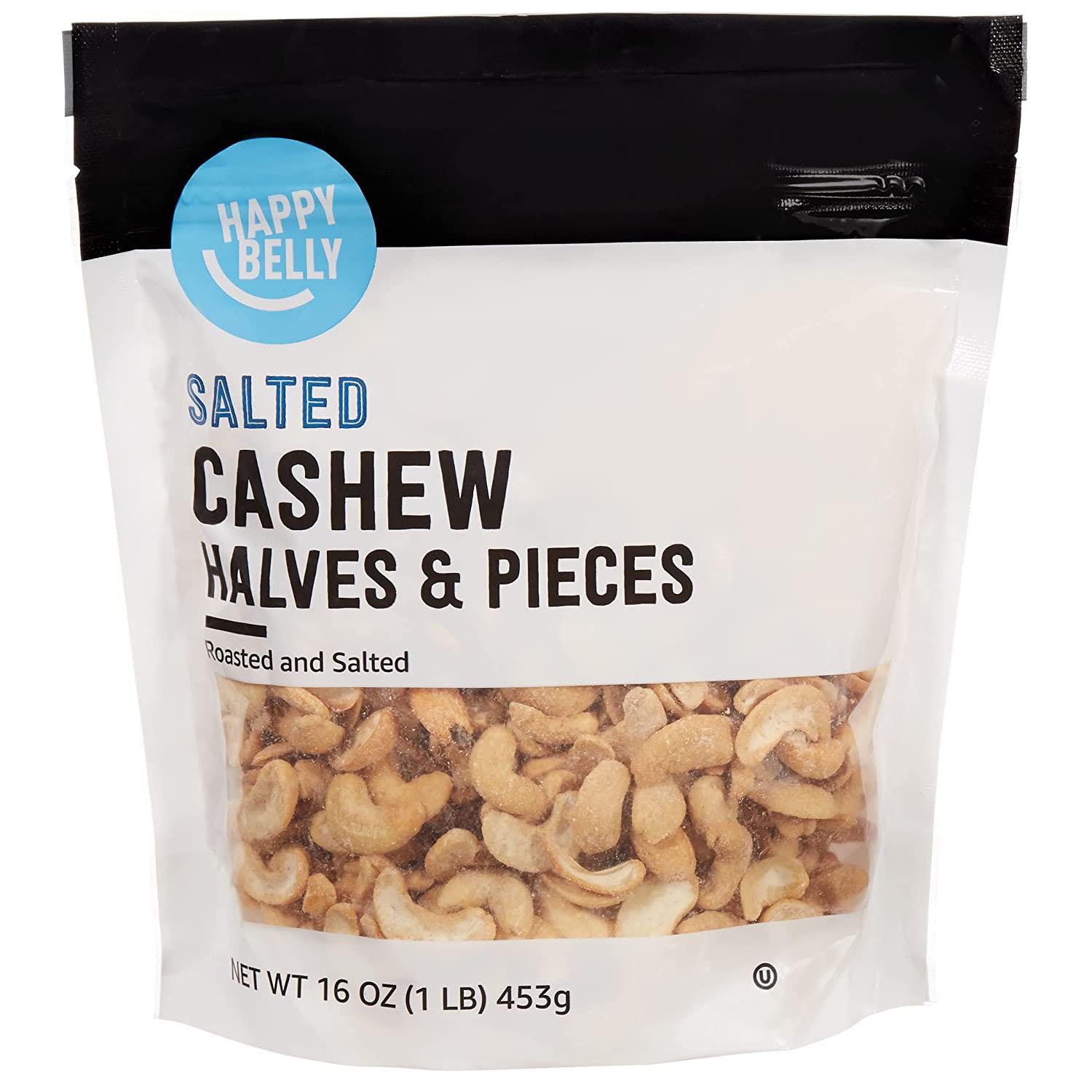 Happy Belly Roasted and Salted Cashew Halves and Pieces for $5.38 Shipped
