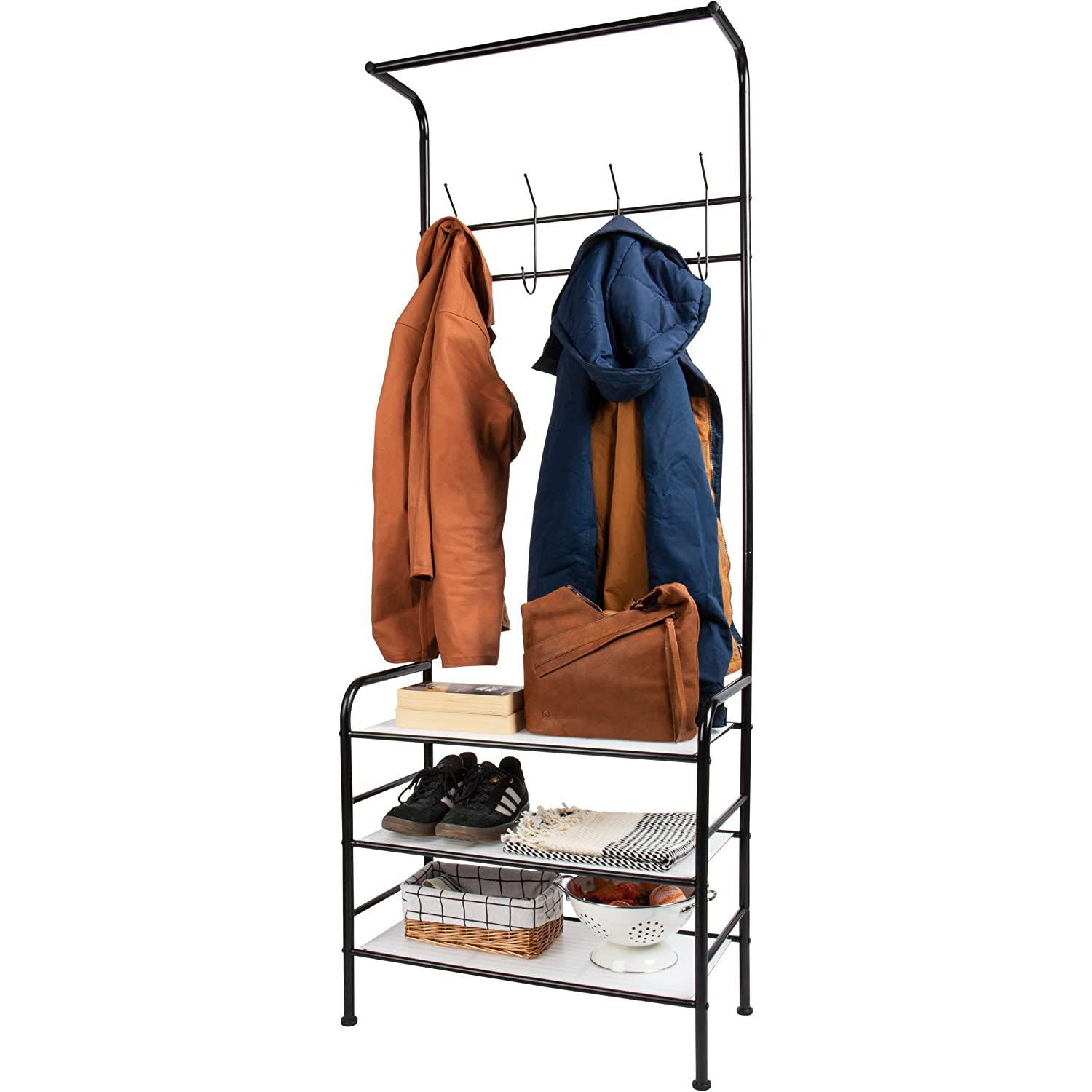 Mind Reader Metal 8-Hook Coat Rack with 3-Tier Shoe Storage for $26.79 Shipped