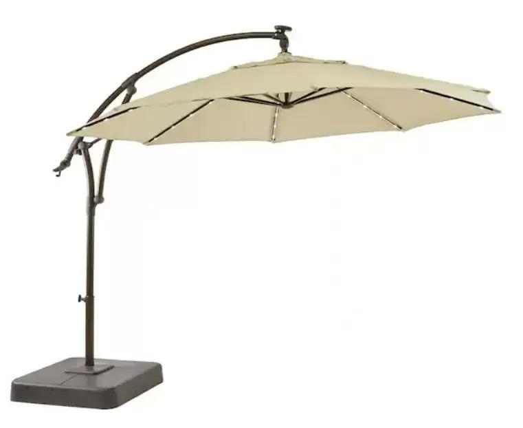 Hampton Bay 11ft Cantilever Solar LED Offset Patio Umbrella for $249