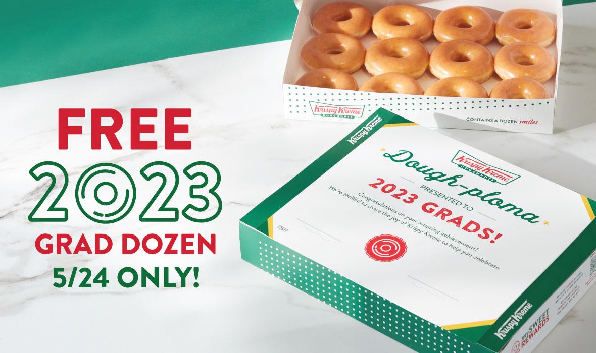 Free Dozen Krispy Kreme Doughnuts for High School and College Seniors on May 24