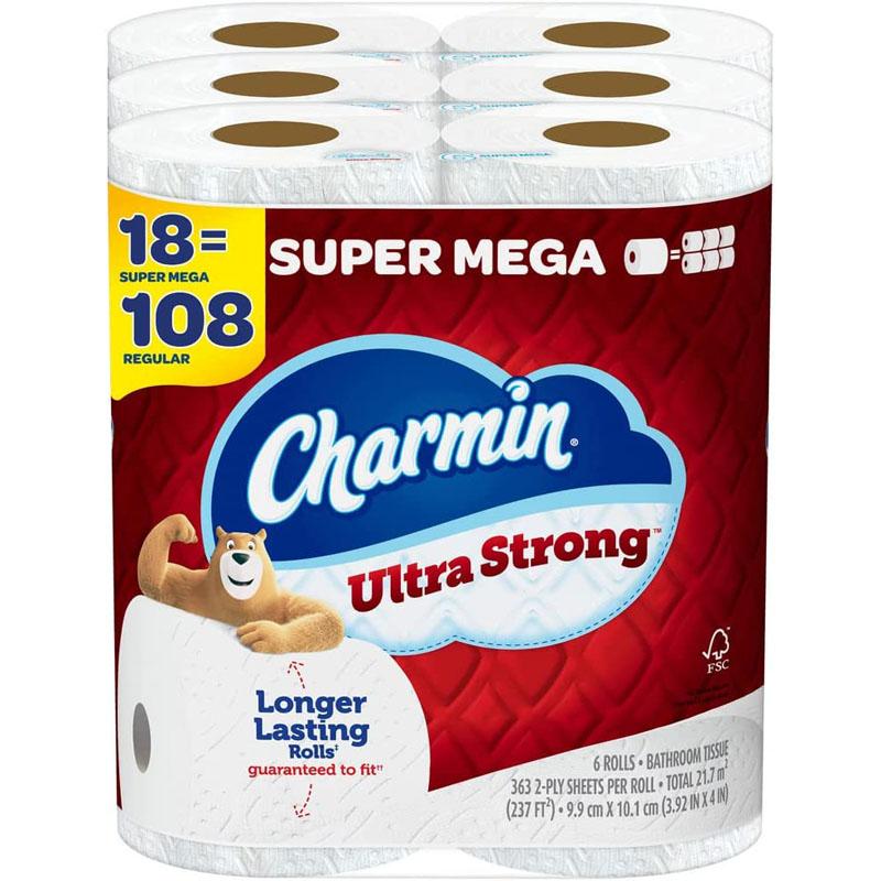 Charmin Super Mega Rolls Ultra Strong Toilet Paper 18 Pack for $19.89 Shipped