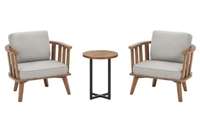 Hampton Bay Sage Point Acacia 3-Piece Wood Outdoor Chairs and Table for $249