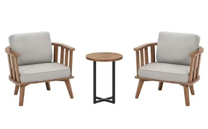 Hampton Bay Sage Point Acacia 3-Piece Wood Outdoor Chairs and Table for $249