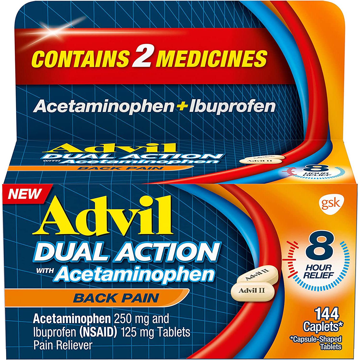 Advil Dual-Action Back Pain Caplets 288 Count for $16.35 Shipped