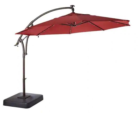 Hampton Bay 11ft Cantilever Solar LED Offset Outdoor Patio Umbrella for $249