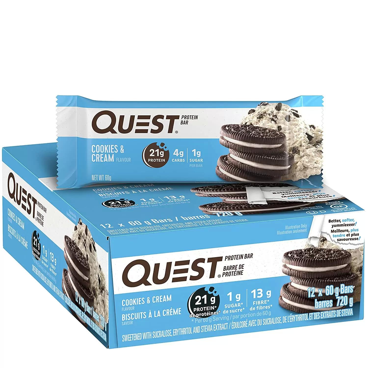 Quest Nutrition 21g Cookies and Cream Protein Bars 24 Pack for $28.65 Shipped
