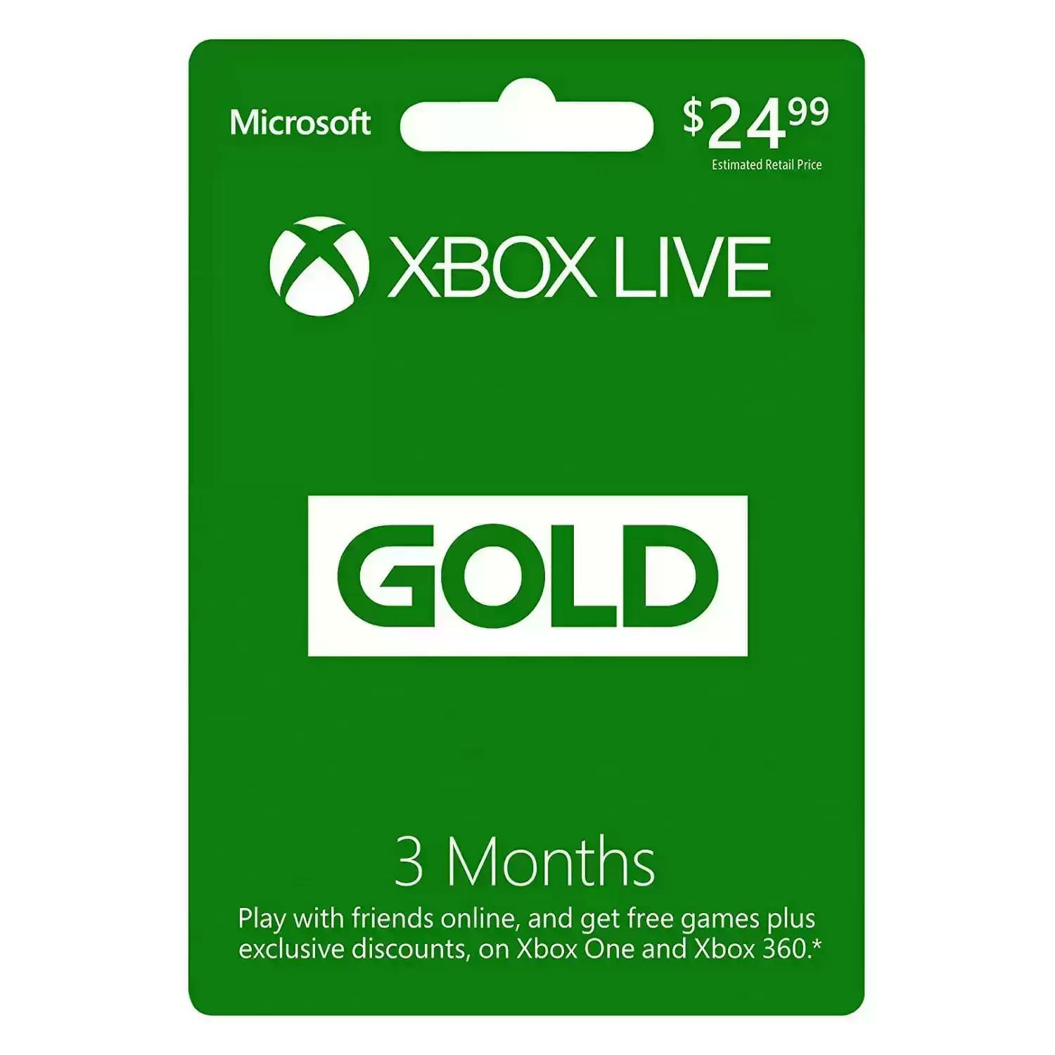 Xbox Live Gold Subscription 3-Months for $8.16